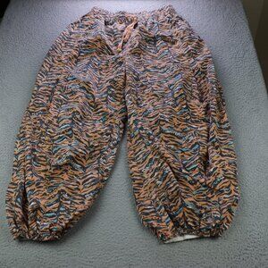 Free People Movement Pants Womens L Animal Zephyr Printed Pants Wide Leg Baggy